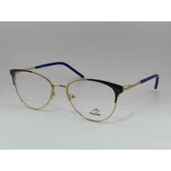 Precision Accessories - PRECISION - 3733 C5 53-18-140 Blue and Gold Metal Glasses Frames